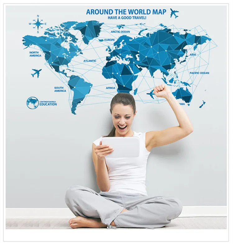 PVC World Map Wall Sticker Creative Pastoral... From Kong08, $20.52 ...