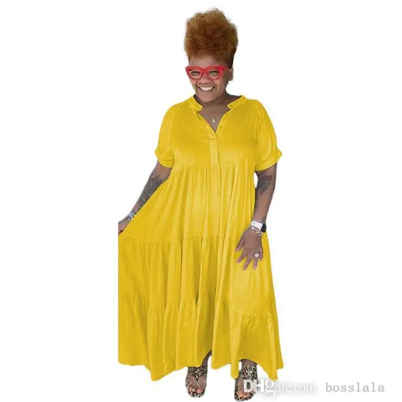 Sukienka dla projektantów damskich 2023 Summer Casual Fashion Button Lapel Mini spódnica 7 kolorów plus rozmiar 3xl 4xl 5xl