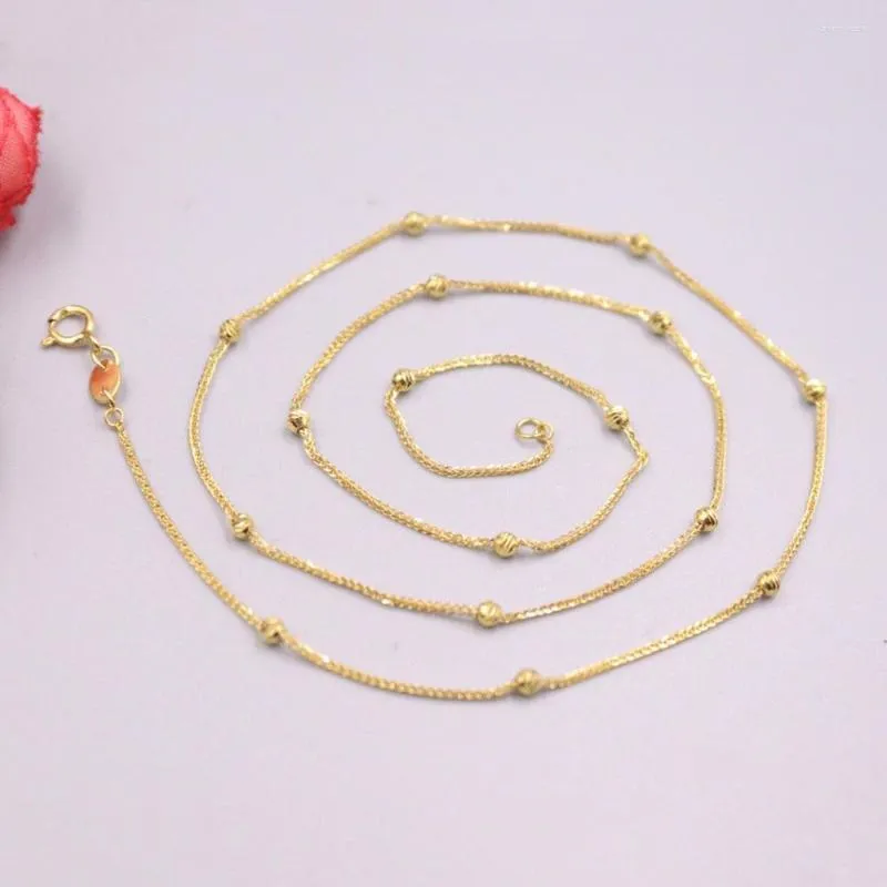 Chaînes véritable chaîne en or jaune 18 carats pour femme femme 2 mm perle avec collier à maillons de blé longueur 45 cm Au750