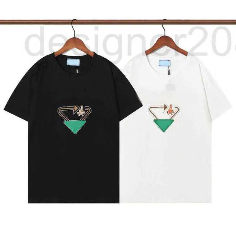 Men's T-Shirts Designer men paris t shirts triangle diamond letter letters hot drilling clothes short sleeve mens shirt tag Loose style black white BI5T