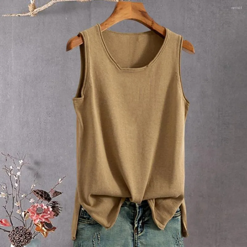 Women's Blouses Bottoming Shirt Fashion Comfy Side Split Hem Summer Pure Color Tank Tops Streetwear Camisole Top Vest