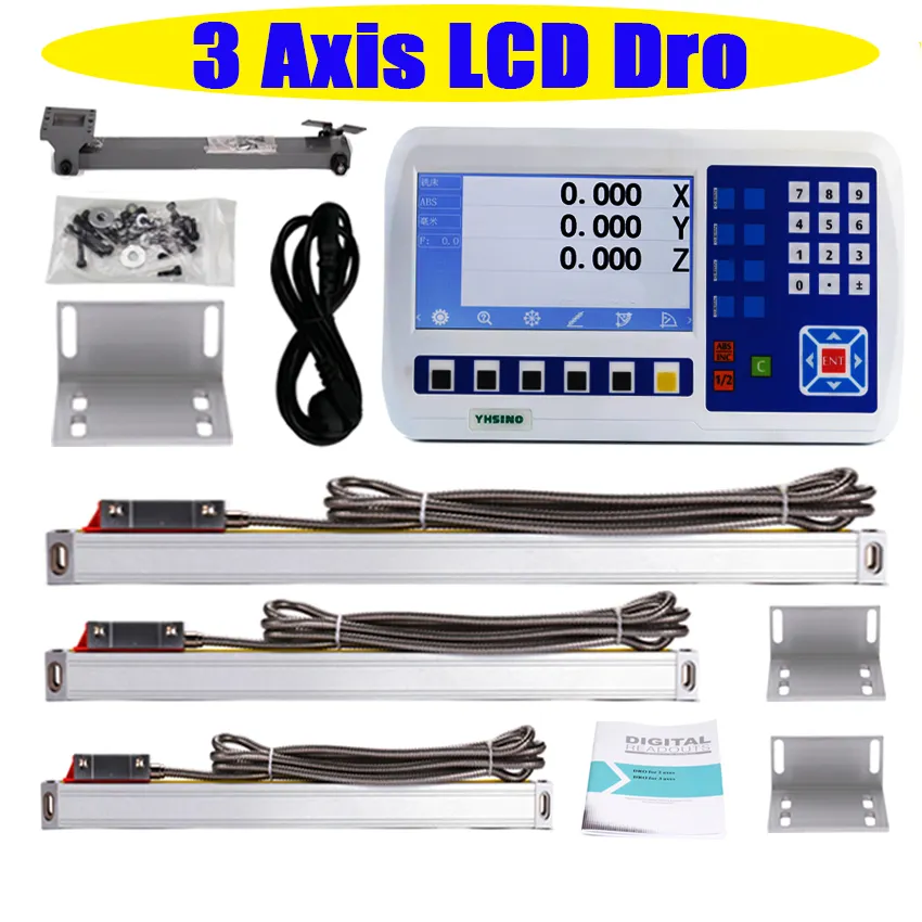 Большой ЖК -дисплей DRO DRO Digital Reidout Kit Set Set Linear Optical Scale от 100 до 1000 мм для мельницы для токарного станка с ЧПУ