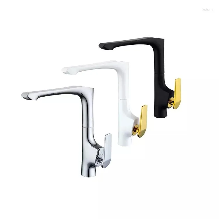 Kitchen Faucets Brass Sink Faucet Luxury High Quality Cold Water One Hole Handle Tap Modern Design White Gold Blck