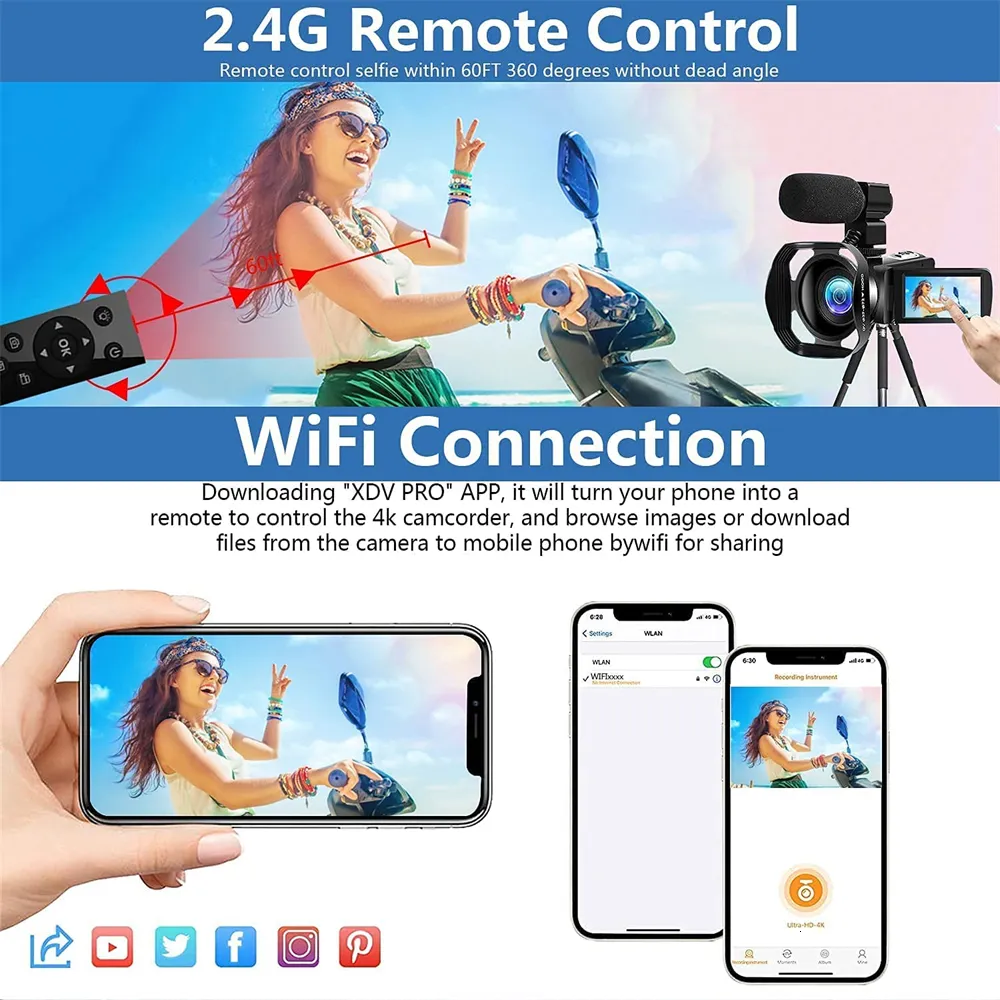 Caméscopes Caméra Vidéo Numérique Caméscope Professionnel 4K Fill Light  Vlogging Kit Pour  Streaming Avec WiFi 16X Zoom Pography 230505 Du  117,19 €