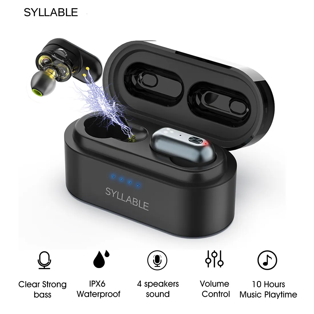 Cell Phone Earphones Original SYLLABLE S101 TWS bass earphones wireless headset noise reduction Volume control earbuds Bluetoothcompatible 230505