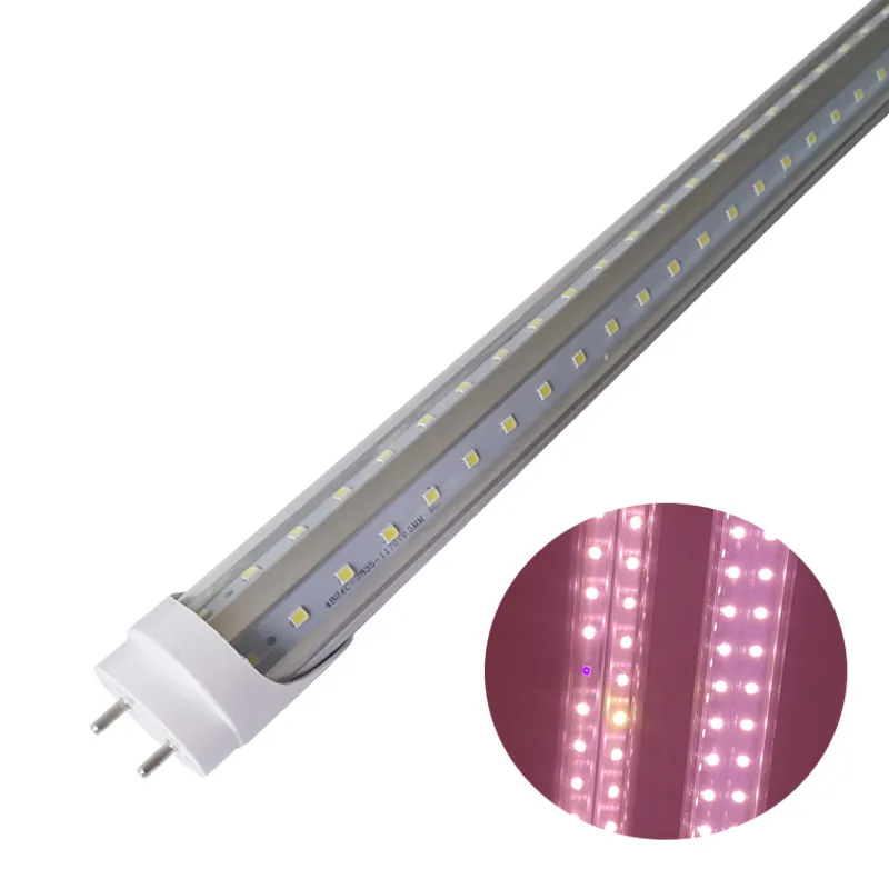 Gratis frakt 25st LED -anläggning växer ljus T8 LED -rörlampa för växthus och inomhusväxtblomning som växer full spektrum rosa lila färg