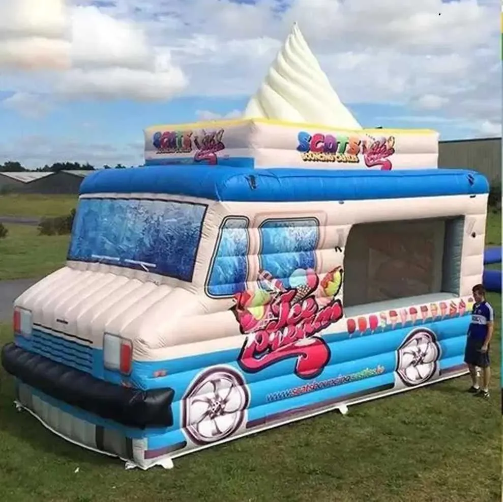 4 ml op maat gemaakte mobiel draagbare gigantische opblaasbare ijstruck Stand Pop Up Car Tent voor advertenties
