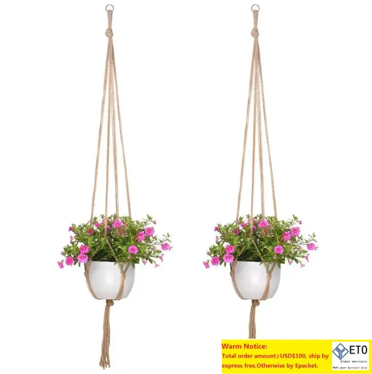 5 -stcs pot houder geknoopte macrame plantenhanger haak vintage katoenen linnen bloempot mand lift touw hangende mand