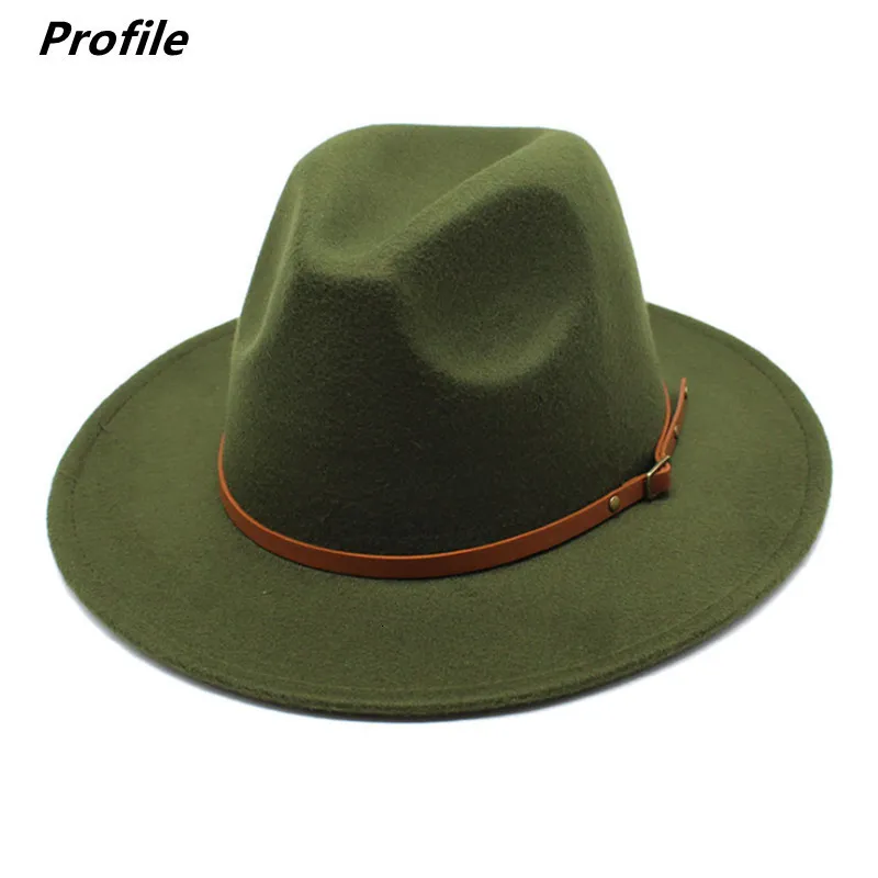 Wide Brim Hats Bucket Navy green fedora hat autumn and winter big brimmed men women felt Panama jazz 230504