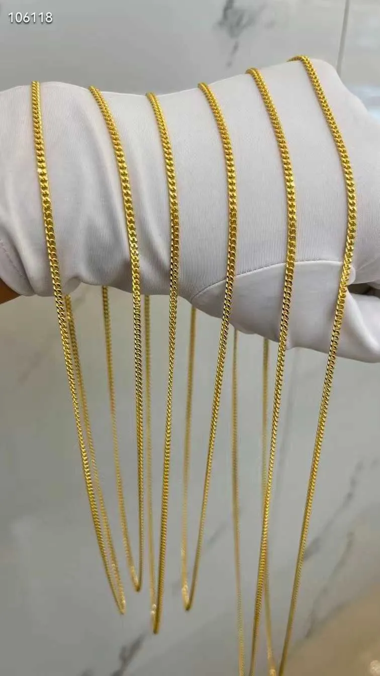 18k Yellow Gold Cuban Link Chain Necklace 24 Inches 60cm Unisex