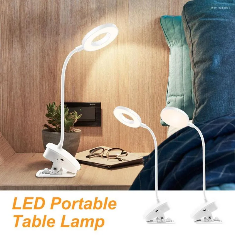 Tafellampen USB DC 5V LED Leesboek Night Light Desk Clip Lamp 18650 Oplaadbare batterij Dimming verlichtingshouder Slaapkamer S1