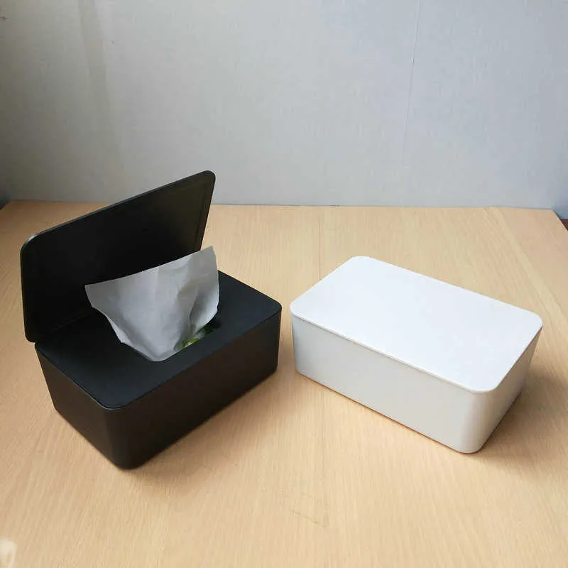 Tissueboxen servetten 1 pc's huishoudelijk plastic stofdichte deksel tissue box desktop afdichting thuiskantoor decoratie natte tissue box z0505