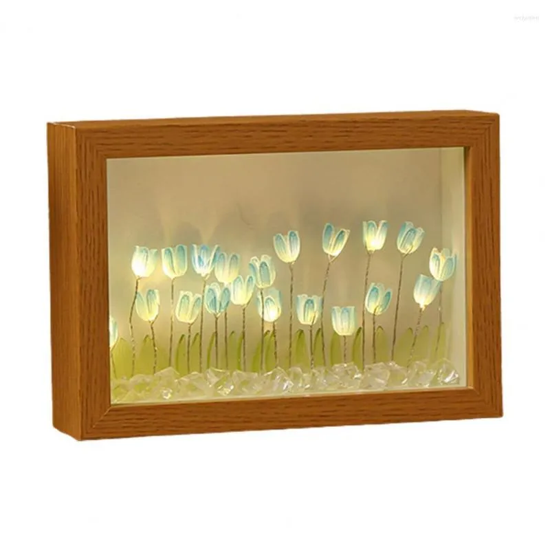 Night Lights 1 Set Tulip Light Atmosphere LED Flower DIY Making Decorative With Po Frame Decoration