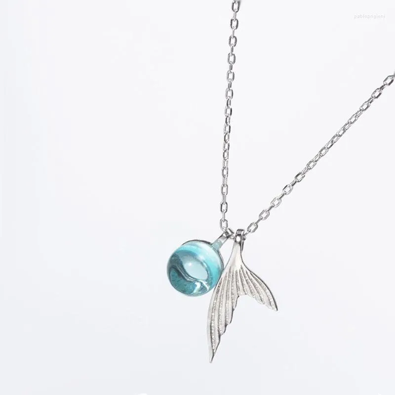 Chaînes 2023 Bijoux Mode Larmes de Sirène Collier en Mousse Bleue Pour Femmes Clavicule Exquise De Haute Qualité_voghion.com