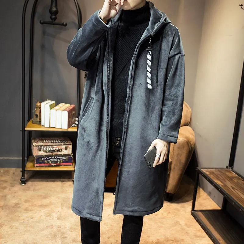 Men's Wool & Blends MRGB Fashion Winter Woolen Jacket Solid Color Oversized Men Casual Warm Overcoat Streetwear Hooded Male Long Trench Coat