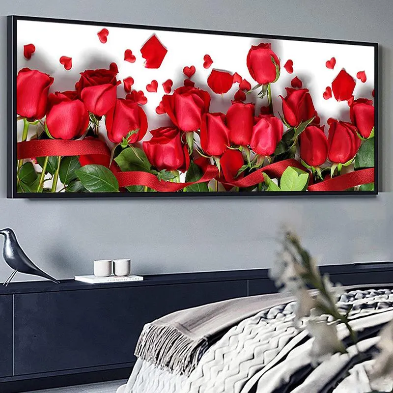 Stitch DIY Full Diamond Målningssatser 5D Rose Flower Cross Stitch Living Room Wall Art målning Diamond Embrodery Bedroom Home Decor