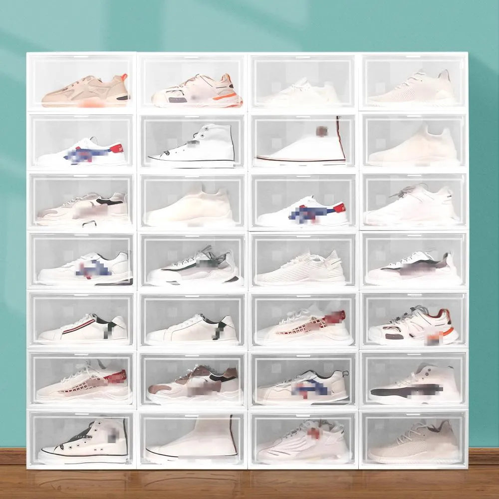 Clear Multicolor Shoe Box Foldable Storage Plastic Transparent Home ...