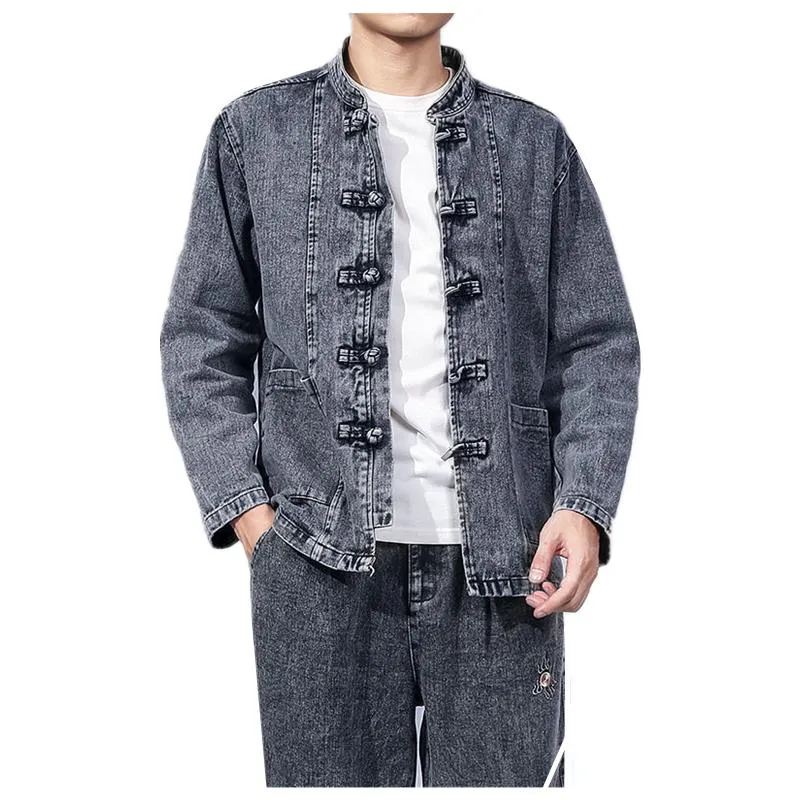 Hommes Vestes Hommes Lâche Denim Col Montant Manteaux Printemps Automne Bleu Jeans Haute Qualité Veste Hommes