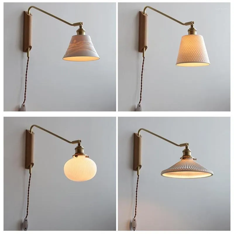 Lampa ścienna Nordic Nowoczesne lustro LED do sypialni Dorm Dork Pokój Roża Sconce Switch Glass Kinkiety