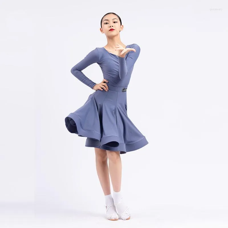 Scene Wear Latin Competition Dress Girls Ballroom Dance Long Sleeve Modern Dancing Outfit Salsa Dancewear Performance Costume DL8156