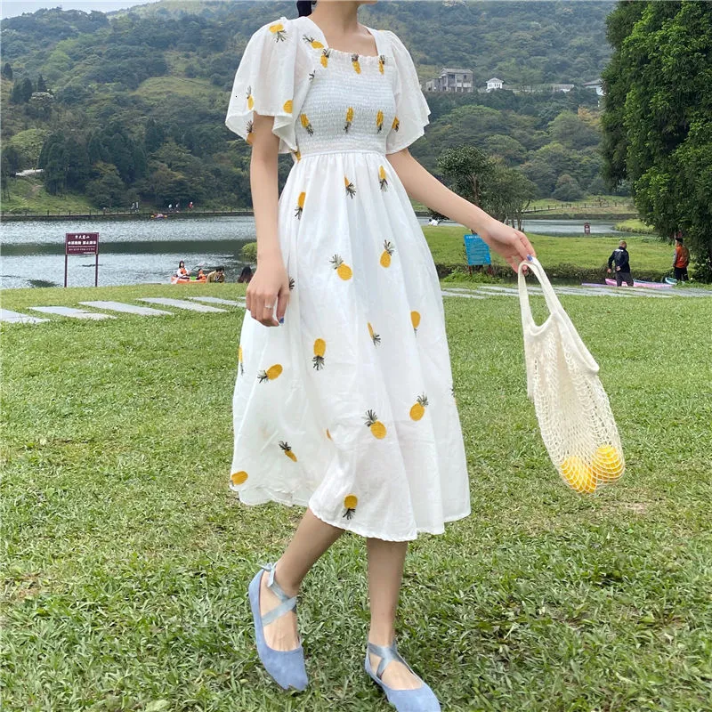 Japanese Style Short Sleeve Empire Print Cute Casual Summer