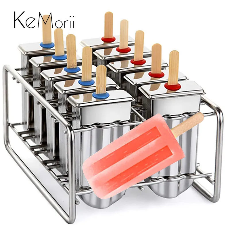 Outils de crème glacée en acier inoxydable Ice Lolly Popsicle Moule Rack Frozen Lolly Popsicle Ice Pop Maker Moule à crème glacée maison avec support de popsicle 230504