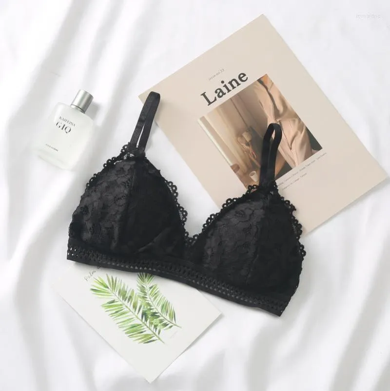 Floral Lace Triangle Cup Bralette Wireless Push Up Bra For Women