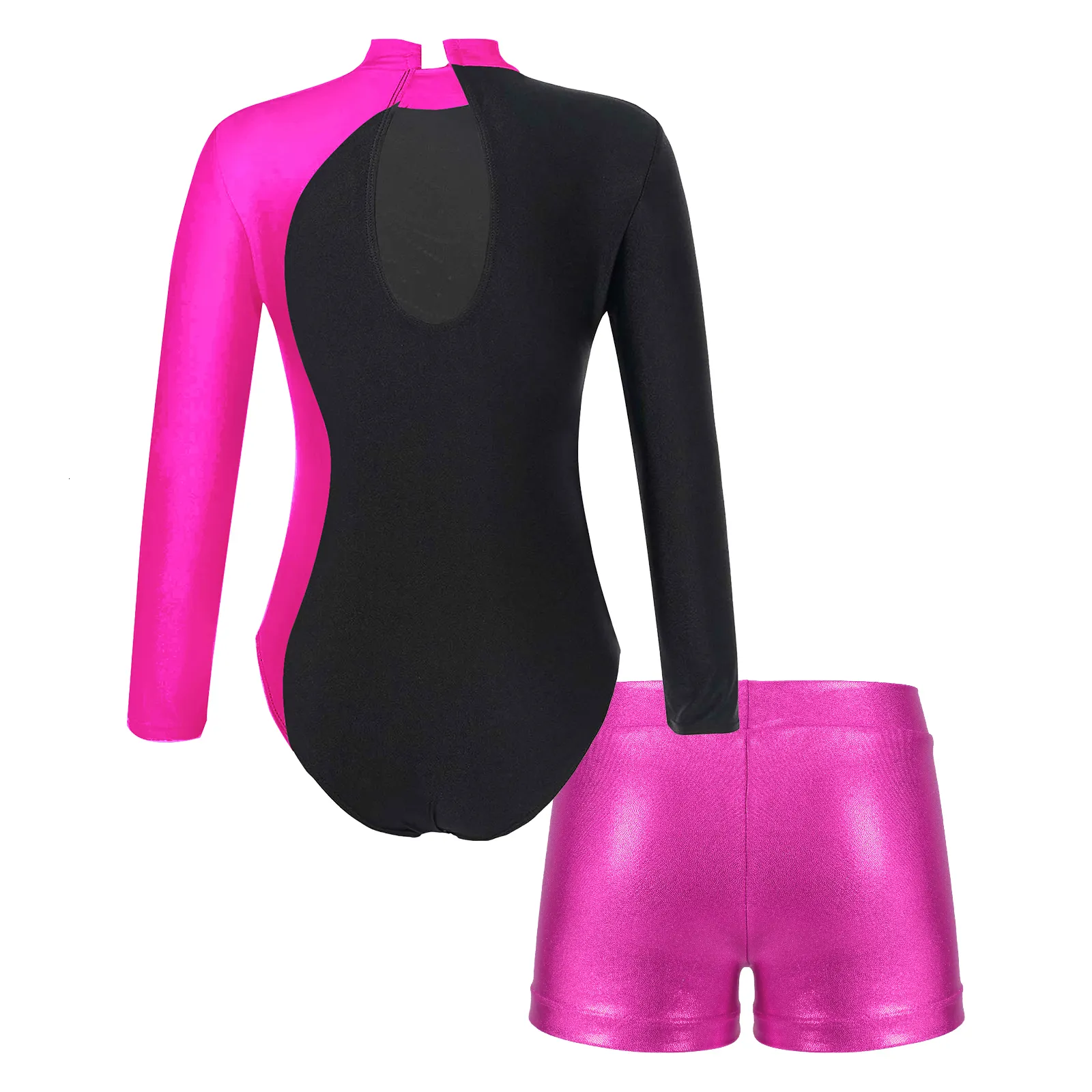 Girls Long Sleeve Ballet Dance Outfit With Pole Dance Shorts