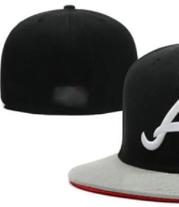 2023 beisebol masculino Caps fechados de verão letra azul blue masculino homem preto cor todas as 32 equipes Casual Sport Sport Flat ChapTs "A" "Atlanta Mix Colors A5