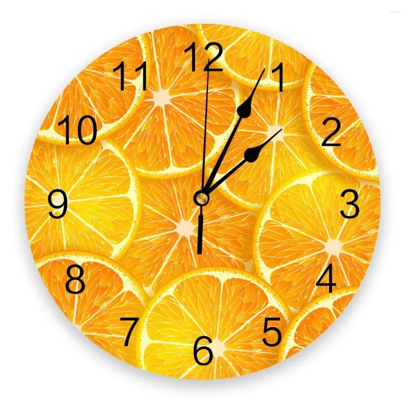 Horloges murales Orange fruits 3D horloge Design moderne bref salon décoration cuisine Art montre décor à la maison