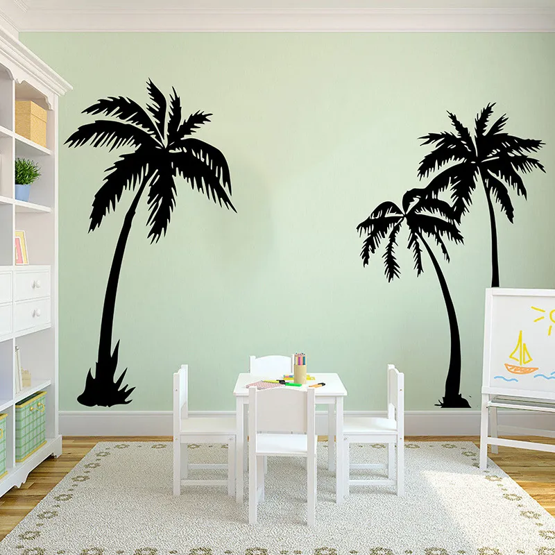 Wallpapers Set Of 3 150cm wide Palm Tree Summer Beach Wall Sticker Living Room Playroom Palm Tree Summer Plant Wall Decal Bedroom Vinyl 230505