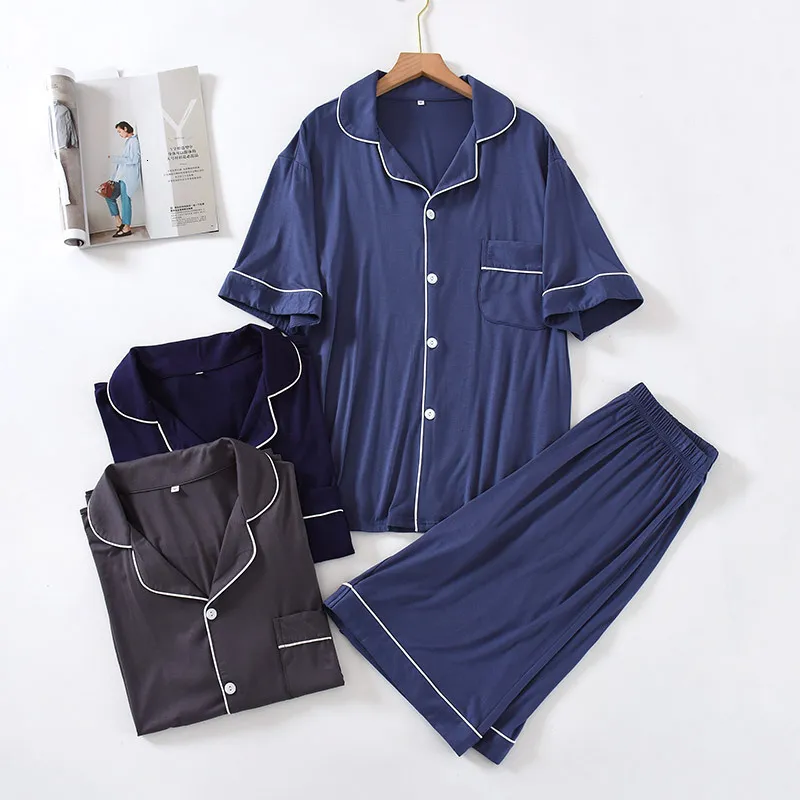 Men's Sleepwear Shorts Pajamas Sets for Men's Summer Modal Short-Sleeved Shorts Thin Cardigan Homewear Summer Large Size Pijamas for Men 230505