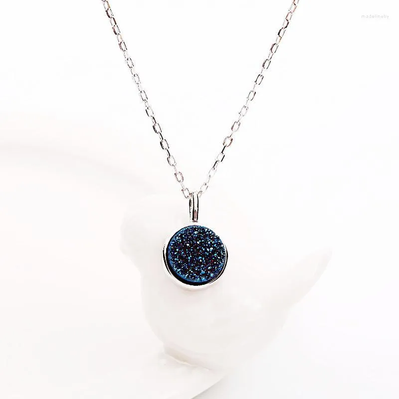 Chaînes Collier en cristal bleu 925 Sterling Silver Nacklace Bijoux Clavicule Chaîne Pendentif Charms Chocker