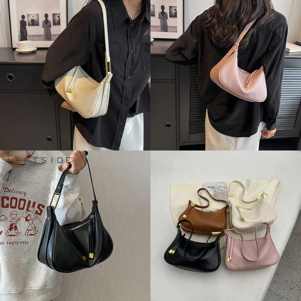 Nxy Small Leather Cute Soft Hobo Bags Fashion Designer Solid Color Armpit Handbag Female Shoulder Underarm Side Bag 230424