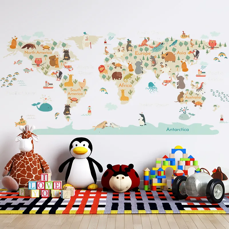 Cartoon Animal Map Wall Stickers For Kids Room, ... From Kong08, $7.72 ...