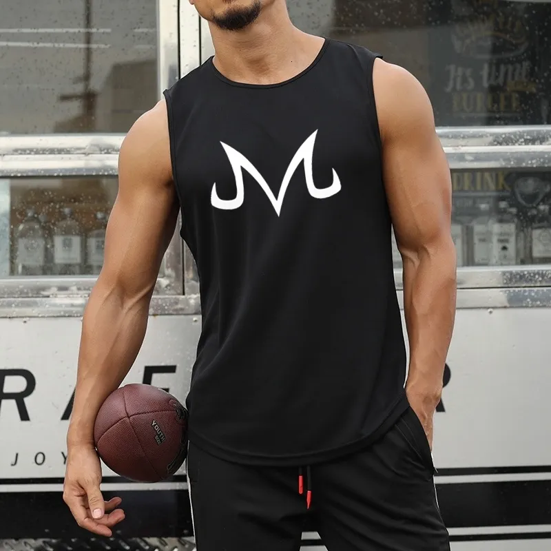 Herrtankstoppar anime z t Gymmen Mens Mesh Muscle Fitness Sleeveless Vest Running Workout Clothing Bodybuilding Singlets Quick-Torking Top 230505