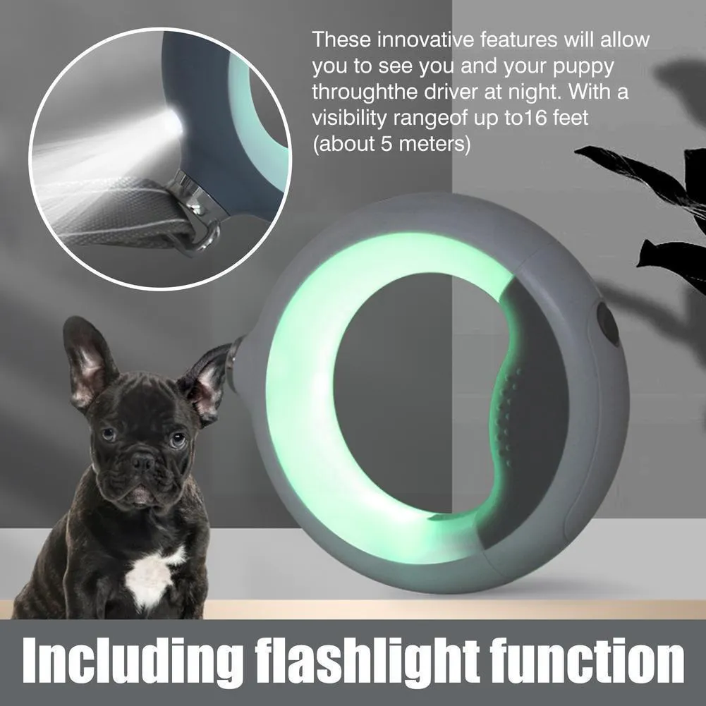 Colliers 2.6m lampe de poche Led rétractable laisse pour animaux de compagnie Rechargeable statique chien marche 50kg corde de Traction Led chiot nuit Tension lumière R0b3