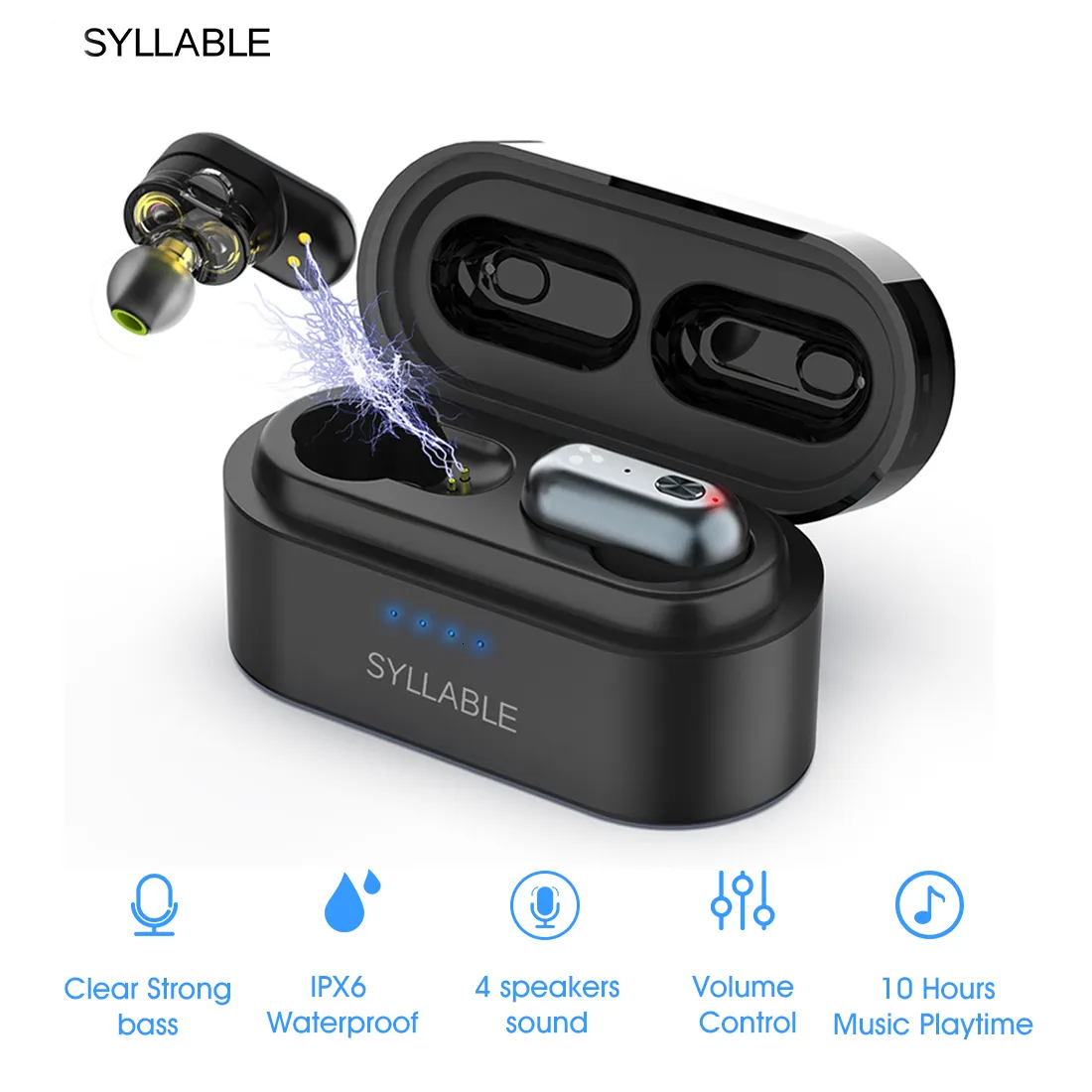 Cell Phone Earphones Original SYLLABLE S101 C3020 chip bass earphones wireless Volume control headset noise reduction Bluetoothcompatible 230505