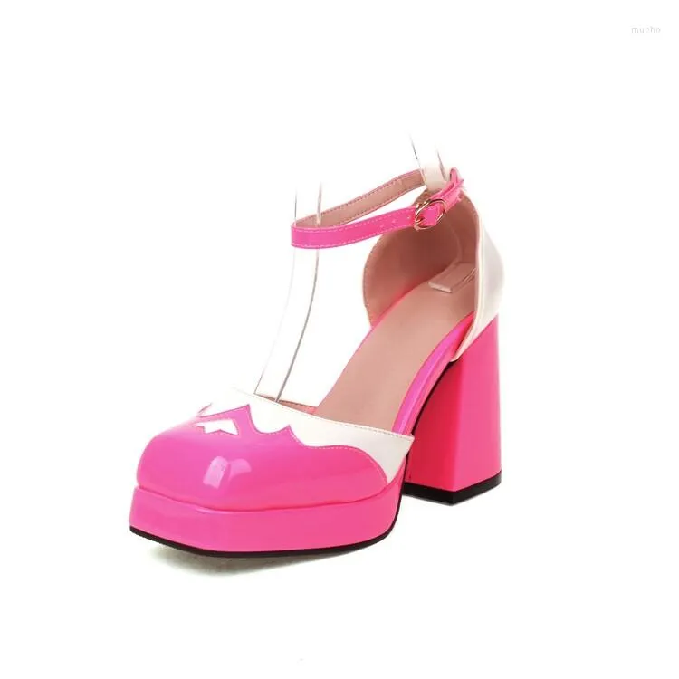 Dress Shoes Oversize Large Size Big High-heeled Square Toe Thick Heel With Fashionable Color-blocking Design Increased