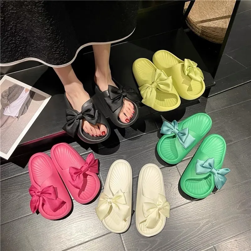 Slippers Slippers Female Summer Beach Ourdoor Slides Super Soft Deodorant Platform Butterfly Knot Sandals and Slippers Zapatillas Planas 230505