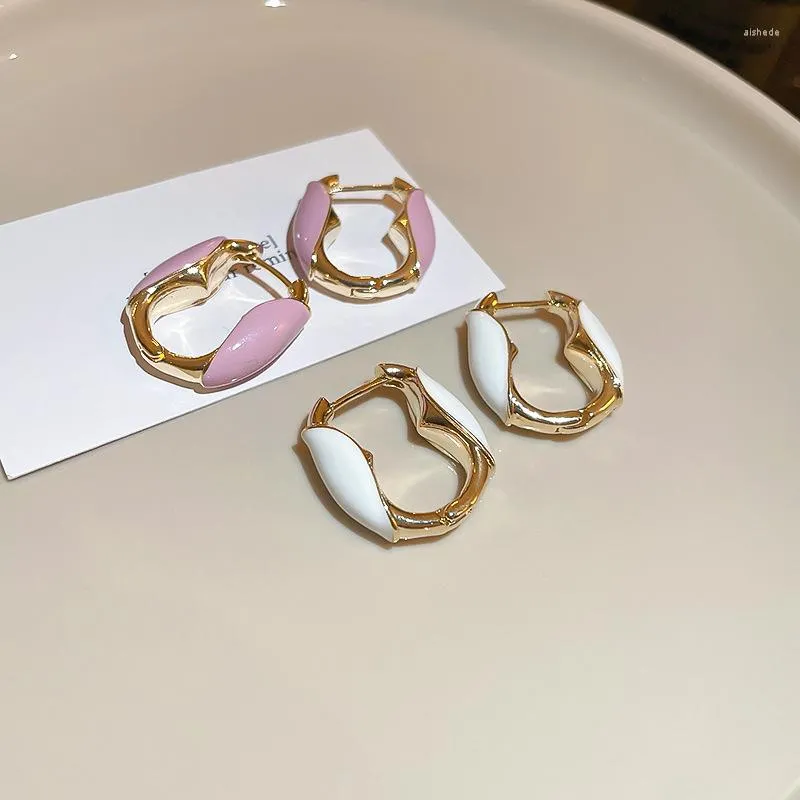Orecchini a cerchio Minar Minimalista Bianco Purple Color Enamel per le donne Cavalca Gioielli per feste di orecchini geometrici
