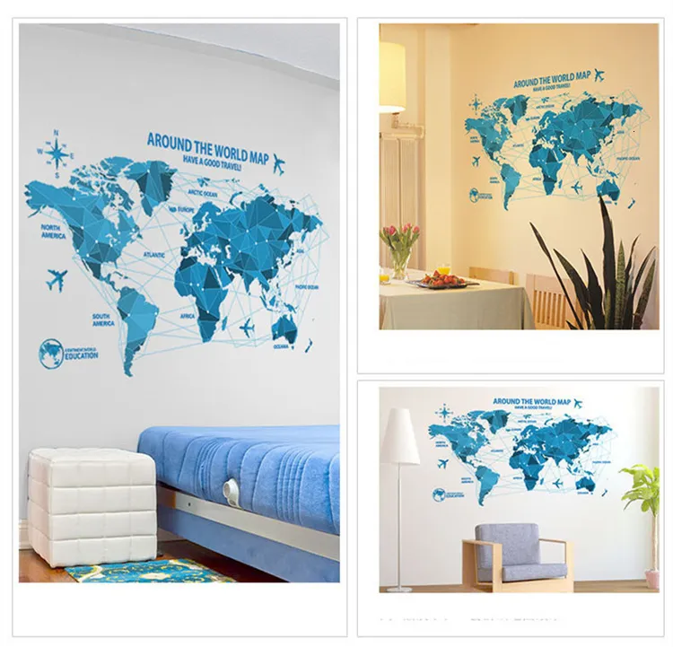 PVC World Map Wall Sticker Creative Pastoral... From Kong08, $20.52 ...