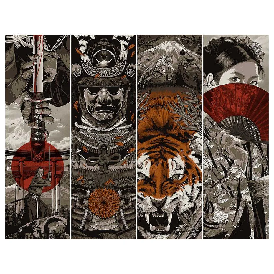 Nummer Amtmbs Japanse samurai ukiyoe tijger -diy schilderijen door nummers tekenen op canvas kleurplaten door nummers thuis muur kunstnummer decor