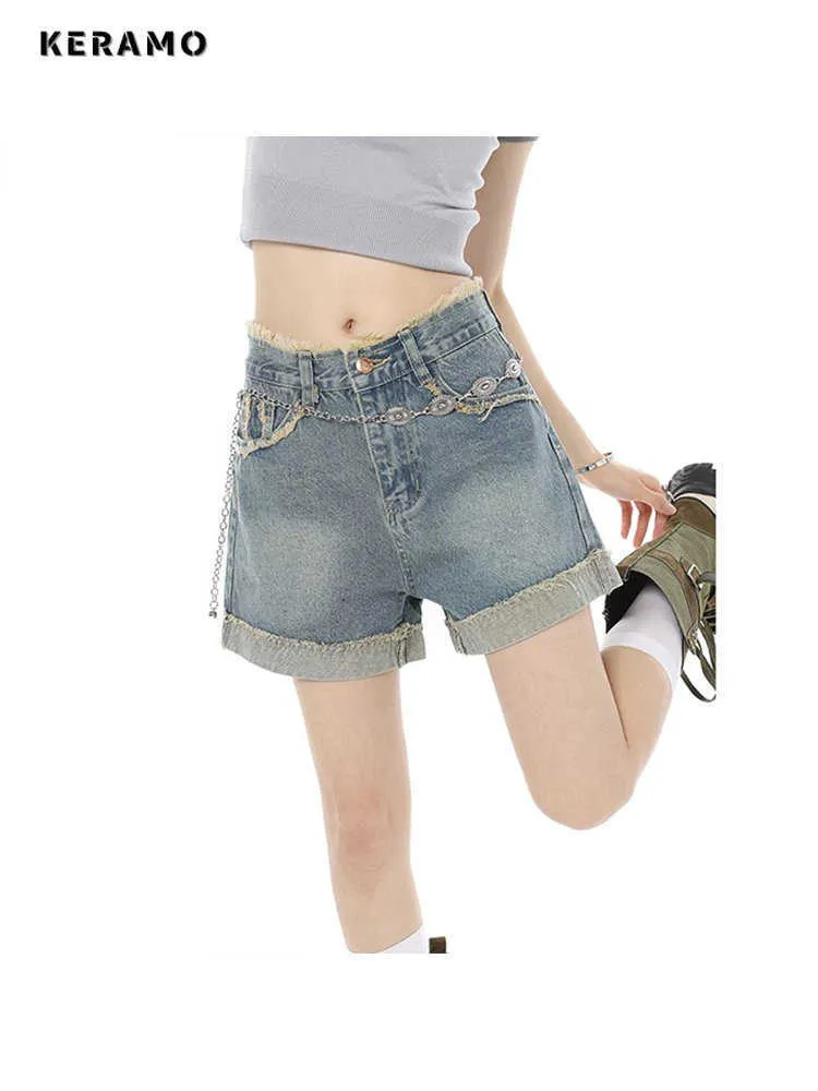 Blue denim shorts womens sales