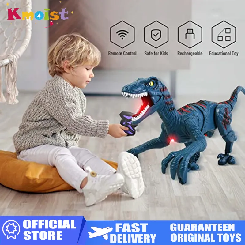 ElectricRC Tiere RC Dinosaurier 2.4G Raptor Fernbedienung Velociraptor Spielzeug Elektrische Laufsimulation Spielzeug Für Jungen Kinder Zurück zur Schule Herbstgeschenke 230504