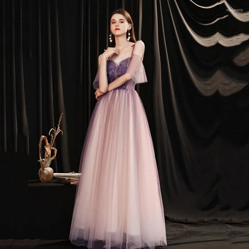 Purple Beaded A Line Tulle Lavender Prom Dresses 2022 With Spaghetti Straps Ethnic Formal Party Gown For Women From Rutageronly 79.47 DHgate.Com