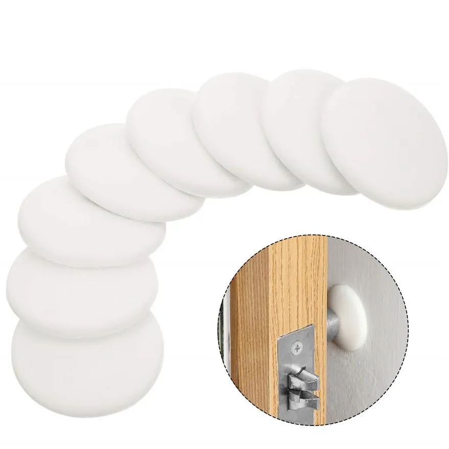 Door Knob Wall Shield White Round Soft Rubber Wall Protector Self