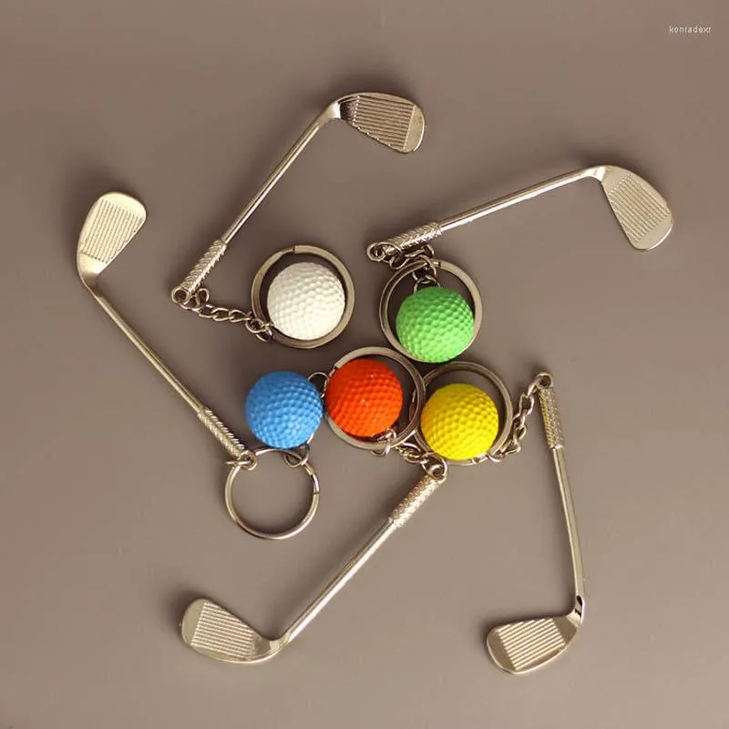 Schlüsselanhänger 12pcs/lot Legierungs-Schlüsselketten-bunter Golfball-Büstenhalter fünf färben mehrfache beiläufige sportliche Art-Mann-Frauen-Schlüsselring Schlüsselkette