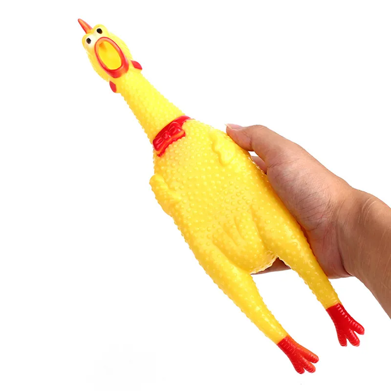 juchiva Screaming Dog Toys Yellow Squaking Toy Novelty Durable Rubber Chicken for Pets and Cat