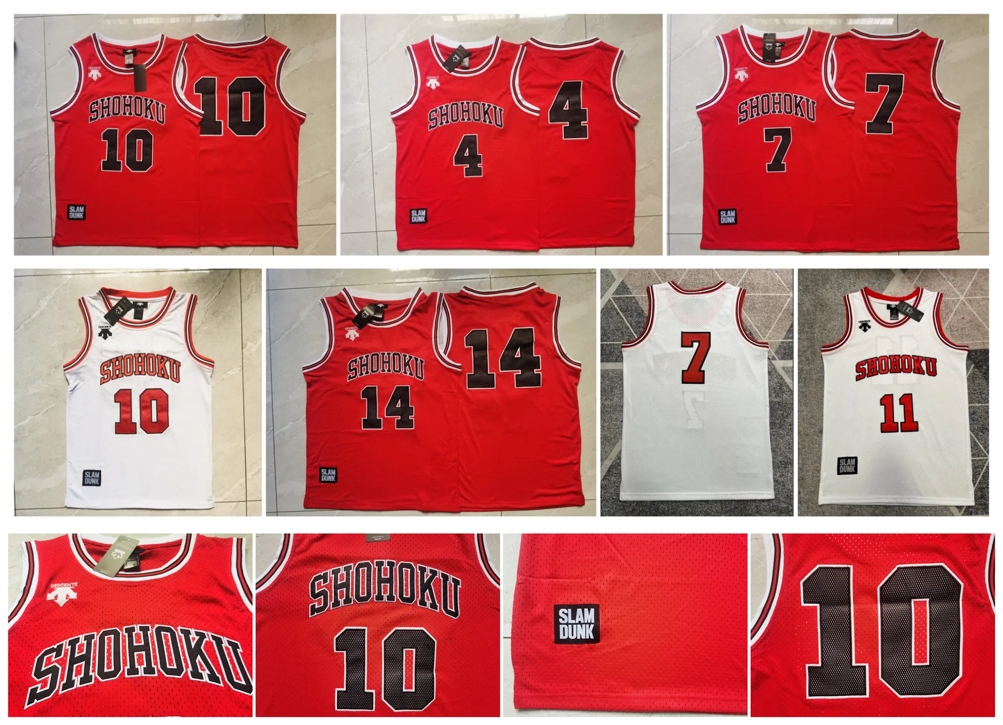 Shohoku Basketball Jersey Red White Anime Slam Dunk Uniform Hisashi Mitsui Ryota Miyagi Sakuragi Hanamichi Rukawa Kaede Akagi Takenori Men s